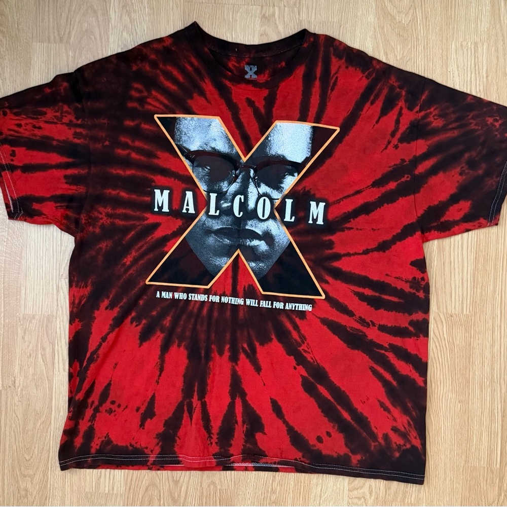 Malcolm X Red Tie Dye Shirt Large Civil Rights Graphic Tee Streetwear